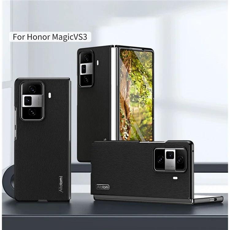 For Honor Magic Vs3 5G Case PU Leather+PC+TPU Back Phone Cover Wood Texture