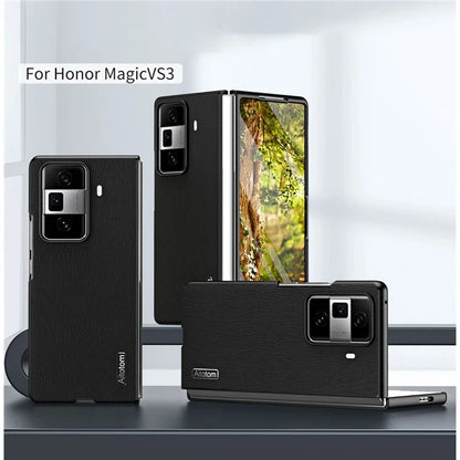For Honor Magic Vs3 5G Case PU Leather+PC+TPU Back Phone Cover Wood Texture