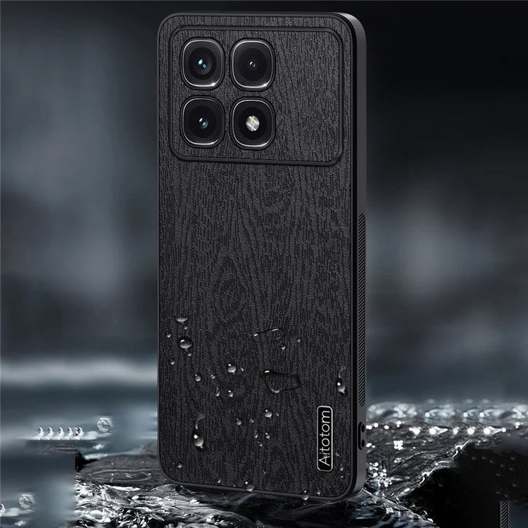 For Xiaomi Redmi K70 Ultra Case Wood Texture PU+PC+TPU Back Phone Cover