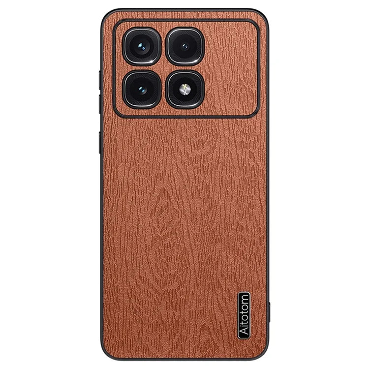 For Xiaomi Redmi K70 Ultra Case Wood Texture PU+PC+TPU Back Phone Cover