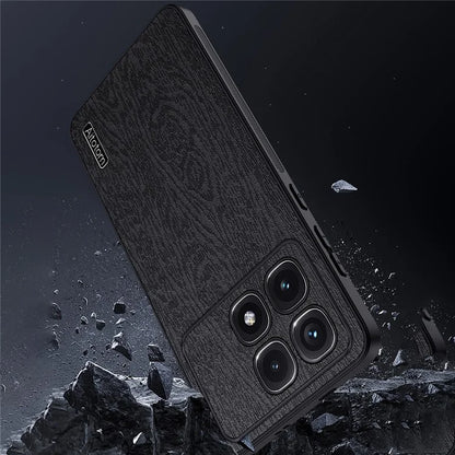 For Xiaomi Redmi K70 Ultra Case Wood Texture PU+PC+TPU Back Phone Cover