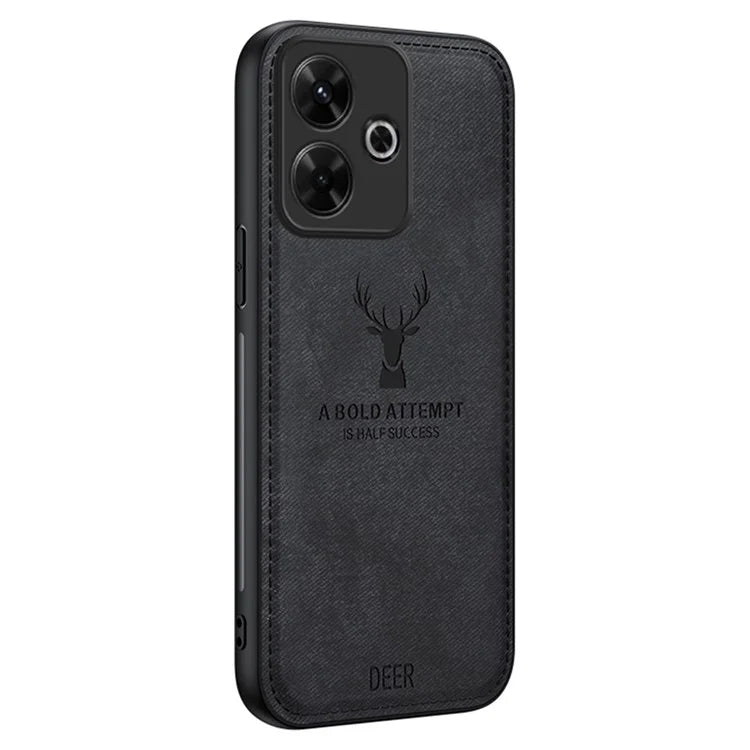 For Xiaomi Redmi Note 13R 5G Case Cloth Texture PU Leather Back Phone Cover Deer Pattern