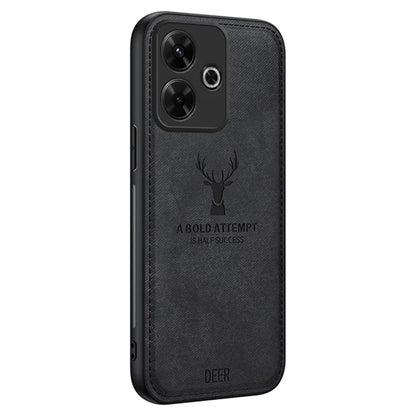 For Xiaomi Redmi Note 13R 5G Case Cloth Texture PU Leather Back Phone Cover Deer Pattern