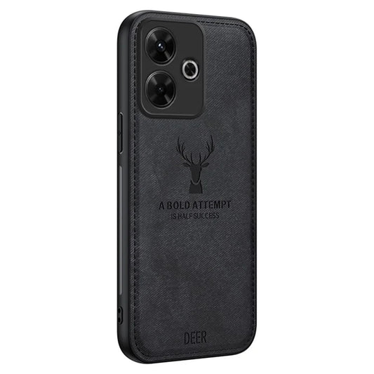 For Xiaomi Redmi Note 13R 5G Case Cloth Texture PU Leather Back Phone Cover Deer Pattern