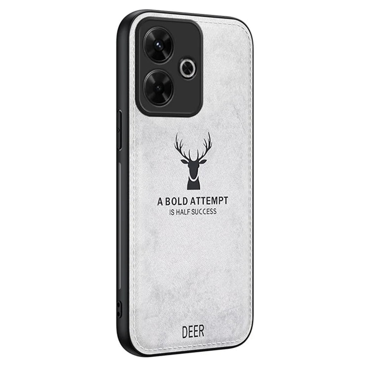 For Xiaomi Redmi Note 13R 5G Case Cloth Texture PU Leather Back Phone Cover Deer Pattern