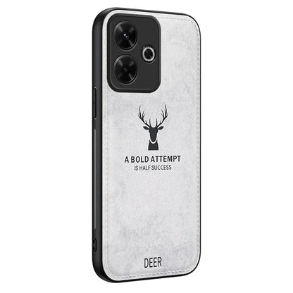 For Xiaomi Redmi Note 13R 5G Case Cloth Texture PU Leather Back Phone Cover Deer Pattern