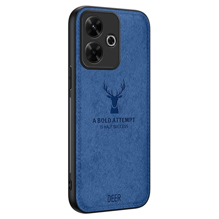 For Xiaomi Redmi Note 13R 5G Case Cloth Texture PU Leather Back Phone Cover Deer Pattern