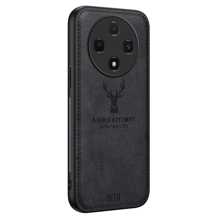 For Oppo Reno12 F 4G Case Deer Pattern Cloth Texture PU Leather Back Phone Cover