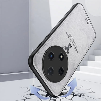 For Oppo Reno12 F 4G Case Deer Pattern Cloth Texture PU Leather Back Phone Cover