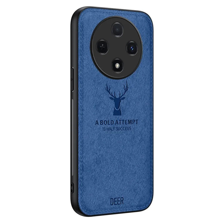 For Oppo Reno12 F 4G Case Deer Pattern Cloth Texture PU Leather Back Phone Cover