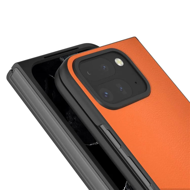 For Google Pixel 9 Pro Fold 5G Case Anti-Scratch PU Leather Coated PC Phone Cover