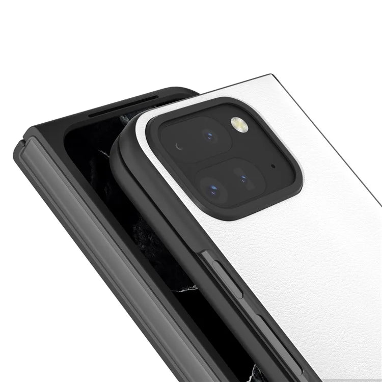 For Google Pixel 9 Pro Fold 5G Case Anti-Scratch PU Leather Coated PC Phone Cover
