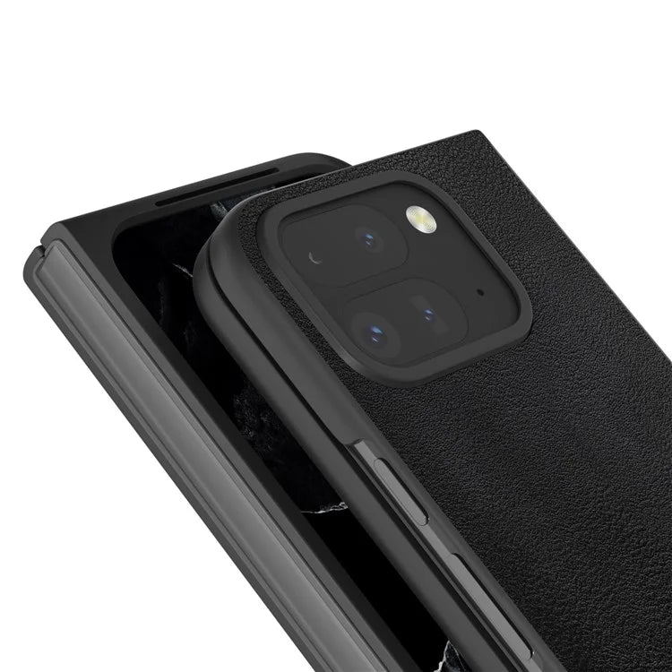For Google Pixel 9 Pro Fold 5G Case Anti-Scratch PU Leather Coated PC Phone Cover