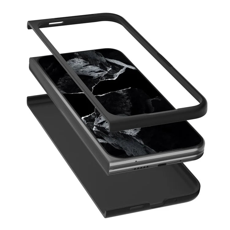 For Google Pixel 9 Pro Fold 5G Case Anti-Scratch PU Leather Coated PC Phone Cover