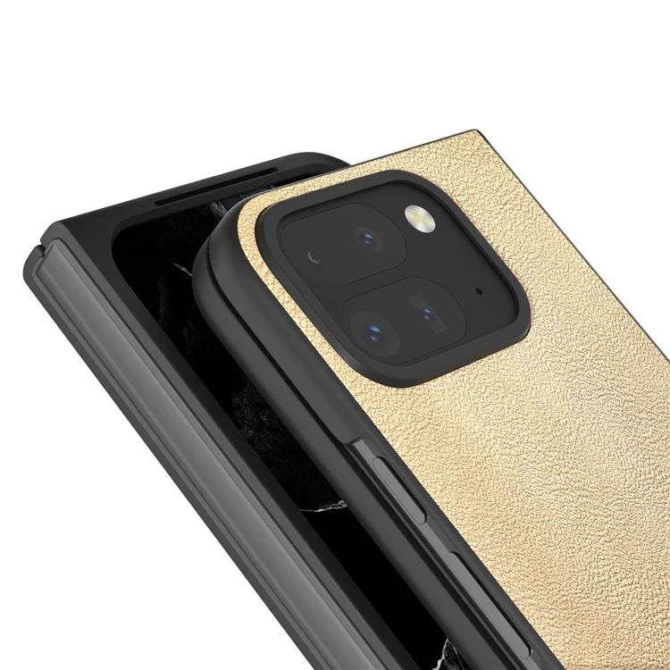 For Google Pixel 9 Pro Fold 5G Case Anti-Scratch PU Leather Coated PC Phone Cover