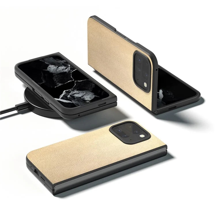 For Google Pixel 9 Pro Fold 5G Case Anti-Scratch PU Leather Coated PC Phone Cover
