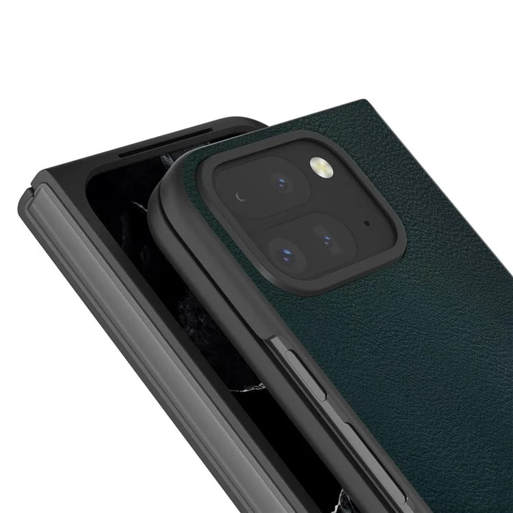 For Google Pixel 9 Pro Fold 5G Case Anti-Scratch PU Leather Coated PC Phone Cover