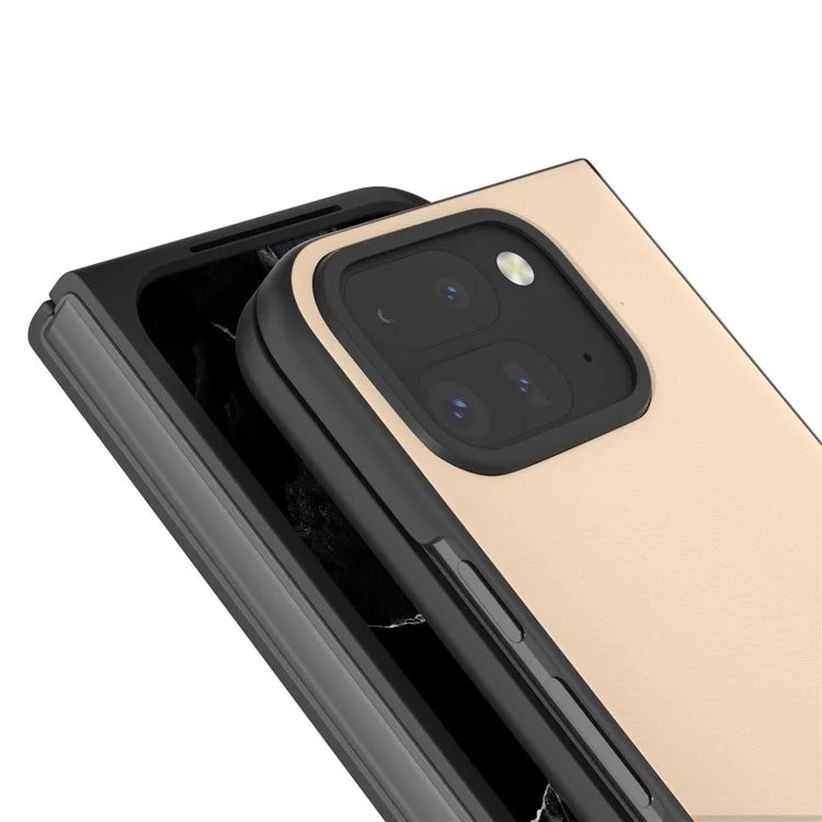 For Google Pixel 9 Pro Fold 5G Case Anti-Scratch PU Leather Coated PC Phone Cover