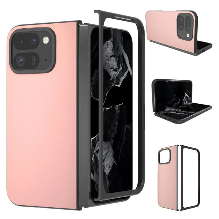 For Google Pixel 9 Pro Fold 5G Case Anti-Scratch PU Leather Coated PC Phone Cover