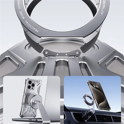For iPhone 15 Pro Max Case Kickstand Frameless Aluminum Alloy+Silicone Phone Bumper Cover