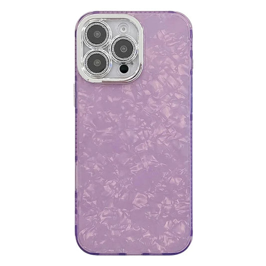 For iPhone 16 Pro Max Case IMD Textured PC+TPU Phone Cover with Glitter Ring Lens Protector