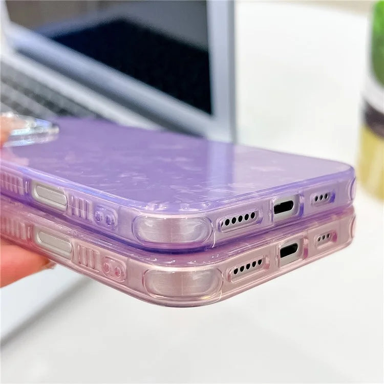 For iPhone 16 Pro Max Case IMD Textured PC+TPU Phone Cover with Glitter Ring Lens Protector
