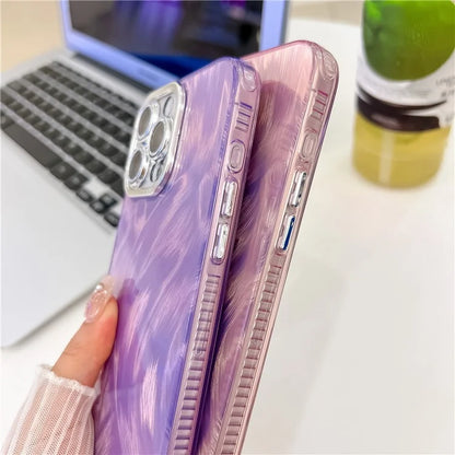 For iPhone 16 Pro Max Case IMD Textured PC+TPU Phone Cover with Glitter Ring Lens Protector