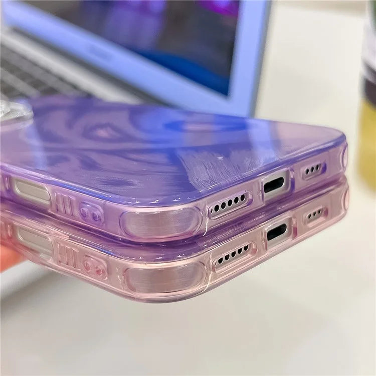 For iPhone 16 Pro Max Case IMD Textured PC+TPU Phone Cover with Glitter Ring Lens Protector
