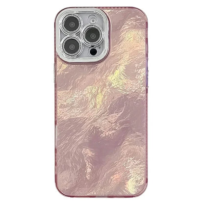 For iPhone 16 Pro Max Case IMD Textured PC+TPU Phone Cover with Glitter Ring Lens Protector