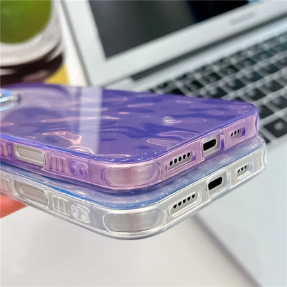 For iPhone 16 Pro Max Case IMD Textured PC+TPU Phone Cover with Glitter Ring Lens Protector