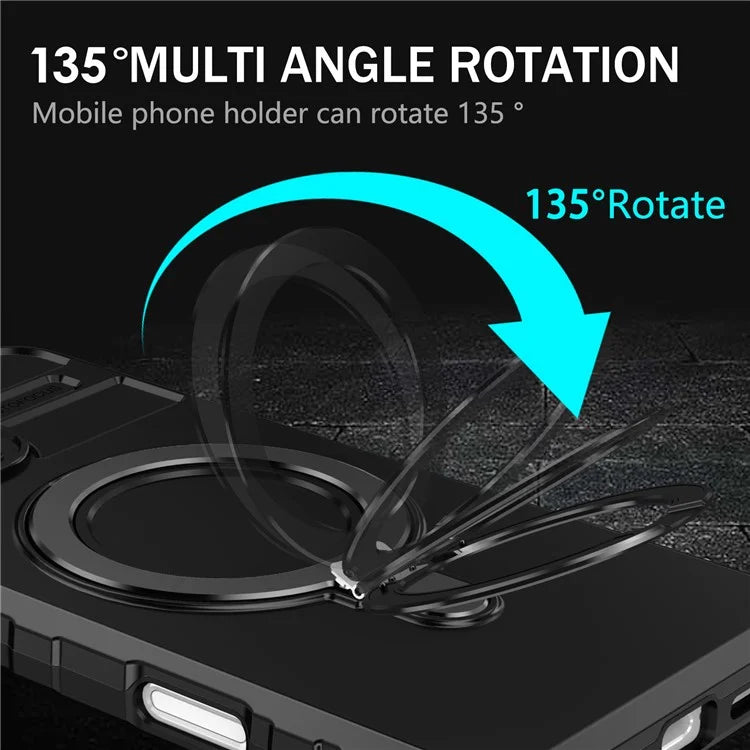 For iPhone 16 Plus Magnetic Case PC+TPU Anti-Scratch Phone Cover with Ring Holder