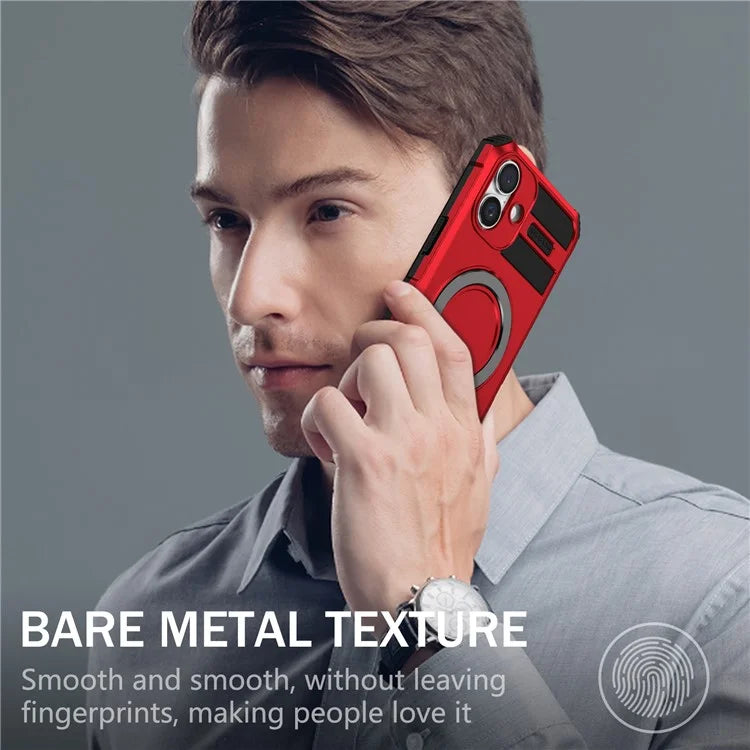 For iPhone 16 Plus Magnetic Case PC+TPU Anti-Scratch Phone Cover with Ring Holder