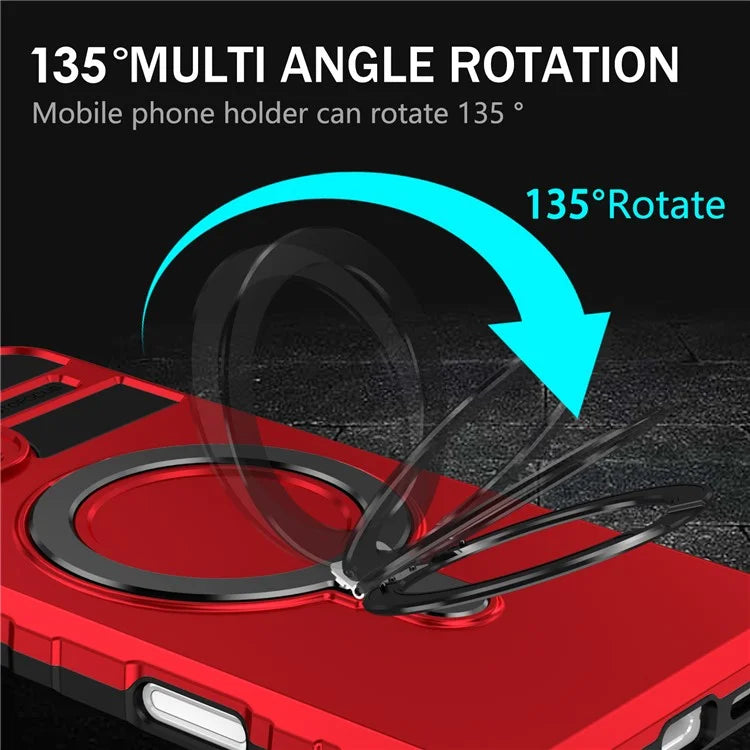 For iPhone 16 Plus Magnetic Case PC+TPU Anti-Scratch Phone Cover with Ring Holder