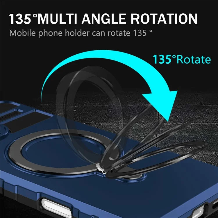 For iPhone 16 Plus Magnetic Case PC+TPU Anti-Scratch Phone Cover with Ring Holder