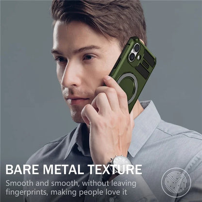 For iPhone 16 Plus Magnetic Case PC+TPU Anti-Scratch Phone Cover with Ring Holder