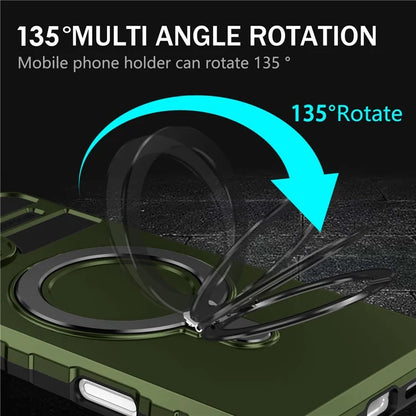 For iPhone 16 Plus Magnetic Case PC+TPU Anti-Scratch Phone Cover with Ring Holder