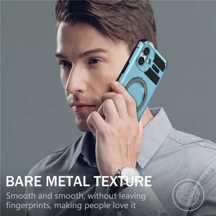 For iPhone 16 Plus Magnetic Case PC+TPU Anti-Scratch Phone Cover with Ring Holder