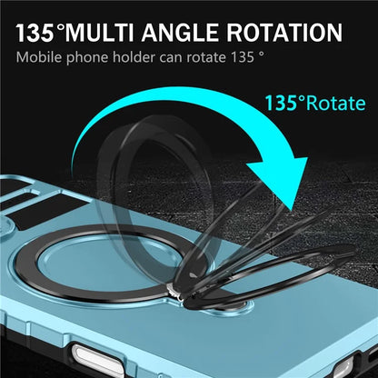 For iPhone 16 Plus Magnetic Case PC+TPU Anti-Scratch Phone Cover with Ring Holder