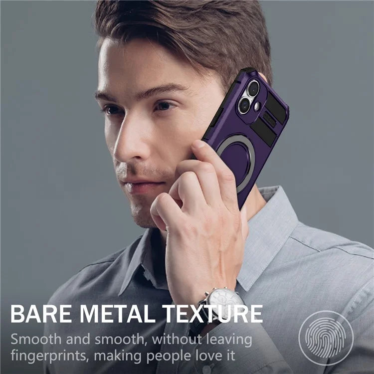 For iPhone 16 Plus Magnetic Case PC+TPU Anti-Scratch Phone Cover with Ring Holder