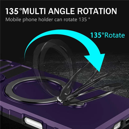 For iPhone 16 Plus Magnetic Case PC+TPU Anti-Scratch Phone Cover with Ring Holder