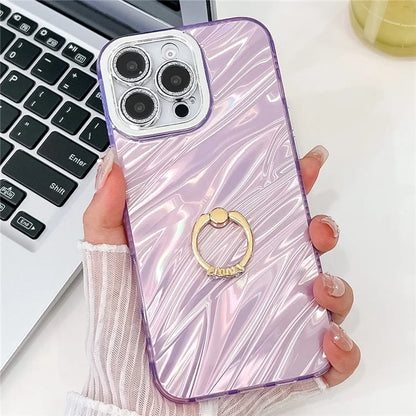 For iPhone 16 Pro Max Case Ring Holder PC+TPU IMD Phone Cover with Lens Film