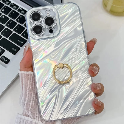 For iPhone 16 Pro Max Case Ring Holder PC+TPU IMD Phone Cover with Lens Film