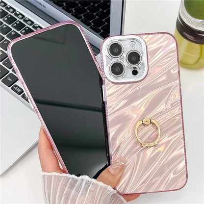 For iPhone 16 Pro Max Case Ring Holder PC+TPU IMD Phone Cover with Lens Film