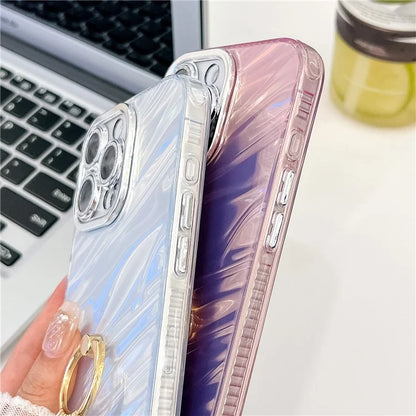 For iPhone 16 Pro Max Case Ring Holder PC+TPU IMD Phone Cover with Lens Film