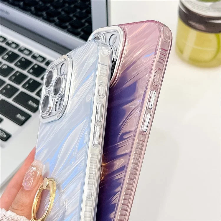 For iPhone 16 Pro Max Case Ring Holder PC+TPU IMD Phone Cover with Lens Film