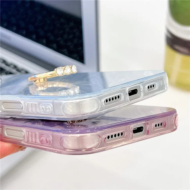 For iPhone 16 Pro Max Case Ring Holder PC+TPU IMD Phone Cover with Lens Film
