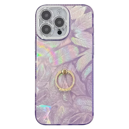 For iPhone 16 Pro Max Case Ring Holder PC+TPU IMD Phone Cover with Lens Film