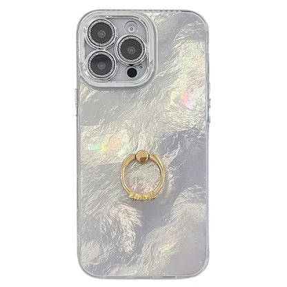 For iPhone 16 Pro Max Case Ring Holder PC+TPU IMD Phone Cover with Lens Film