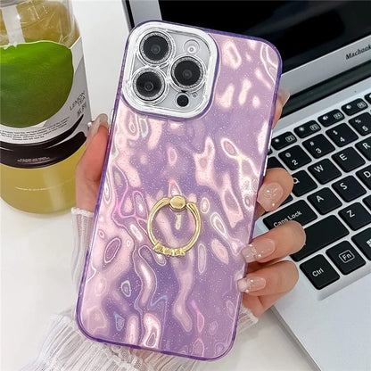 For iPhone 16 Pro Max Case Ring Holder PC+TPU IMD Phone Cover with Lens Film