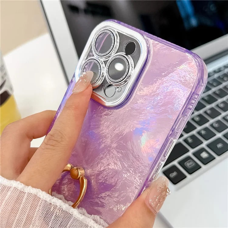 For iPhone 16 Pro Max Case Ring Holder PC+TPU IMD Phone Cover with Lens Film